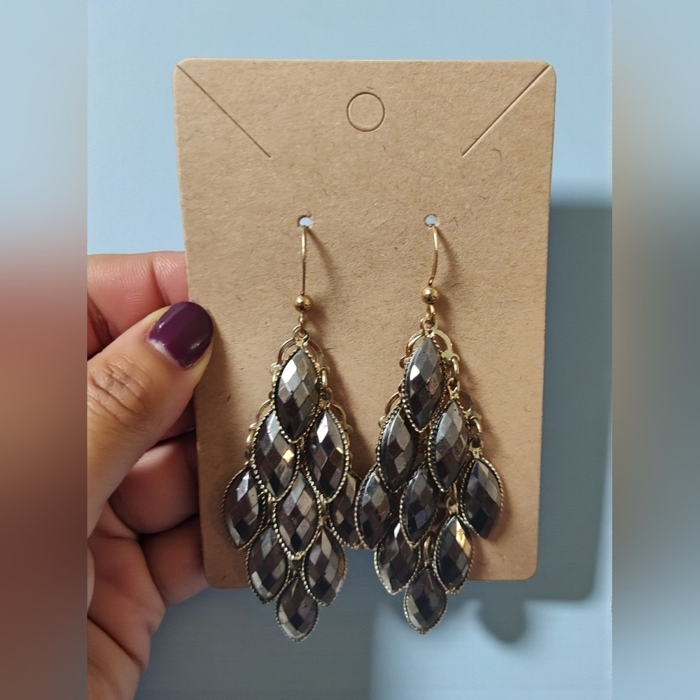 Elegant Gold and Silver Dangle Earrings